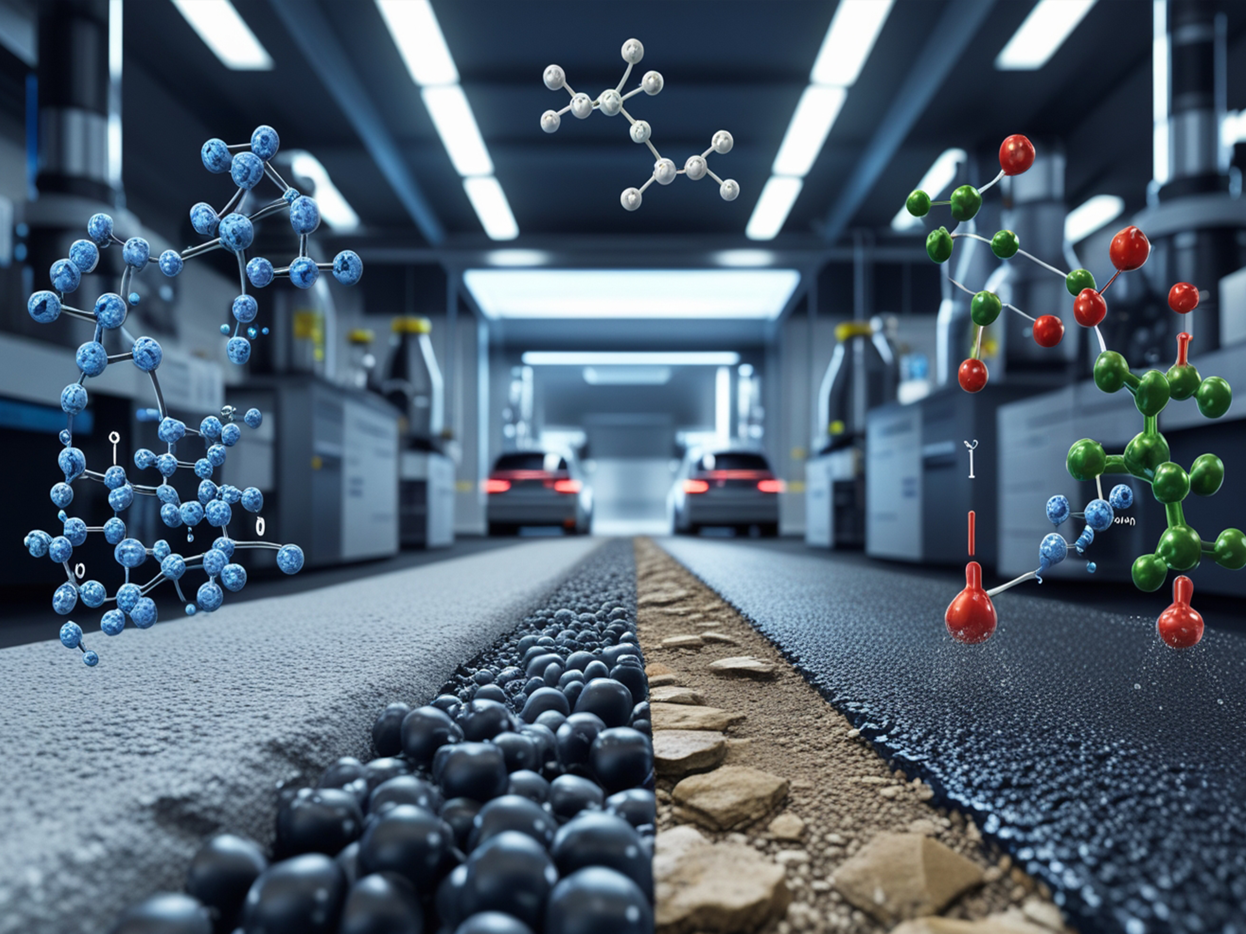 Comparison of anionic and cationic bitumen emulsions with molecular charge differences and their interaction with aggregate surfaces.
