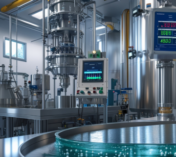 Industrial laboratory setup for anionic bitumen emulsion formulation, featuring high-shear mixers, insulated stainless steel storage tanks, and digital monitoring systems for viscosity, temperature, and pH control.